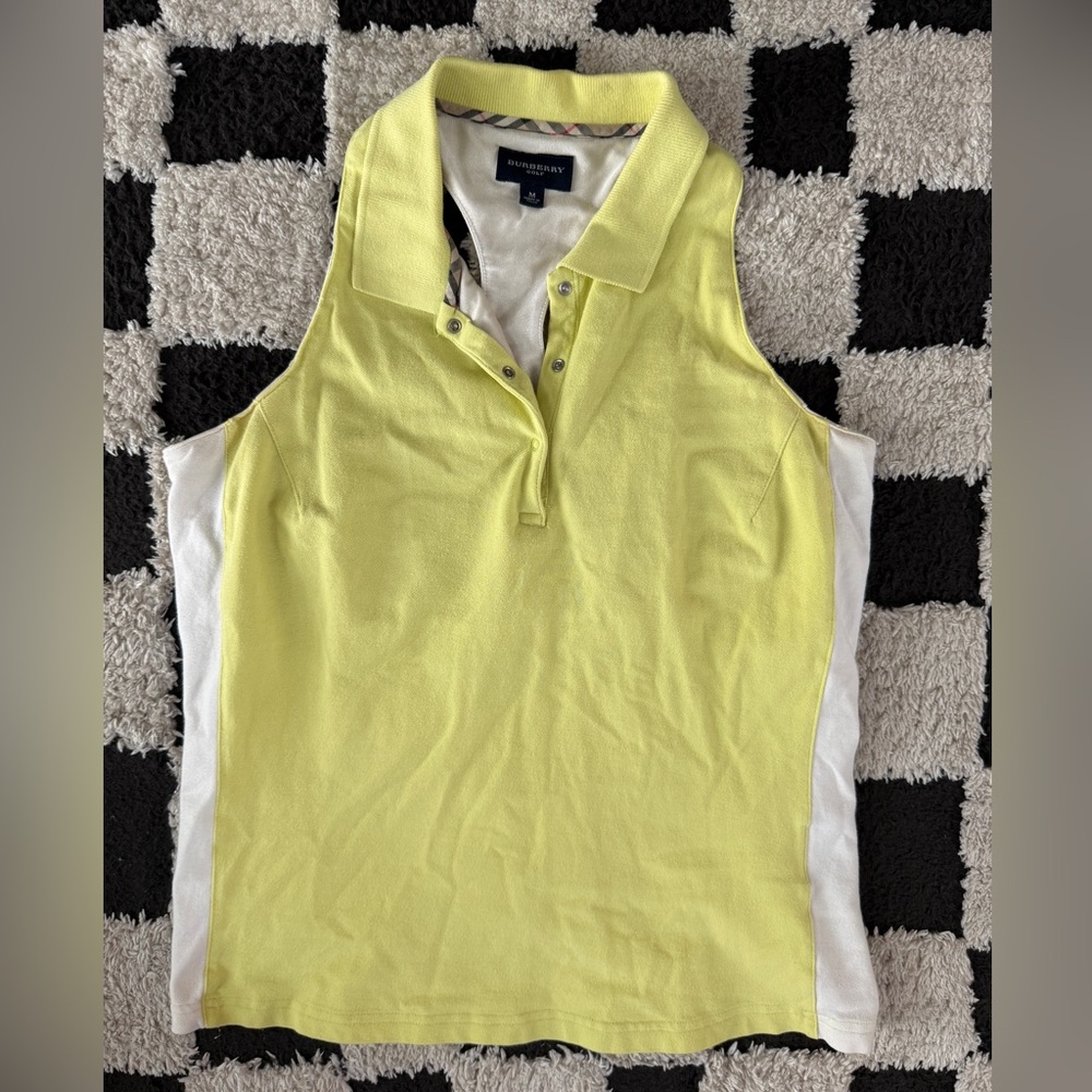 Burberry Yellow Sleeveless Polo Tank Top
